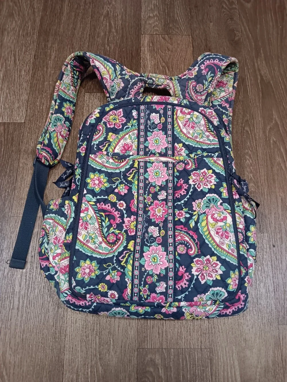 Vera Bradley Navy Pink Green Floral Paisley Backpack Vera Bradley Campus Backpack French Paisley by Vera Bradley  main image 4